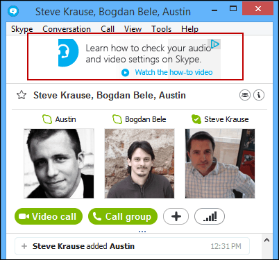 Skype reklāmkarogu reklāma