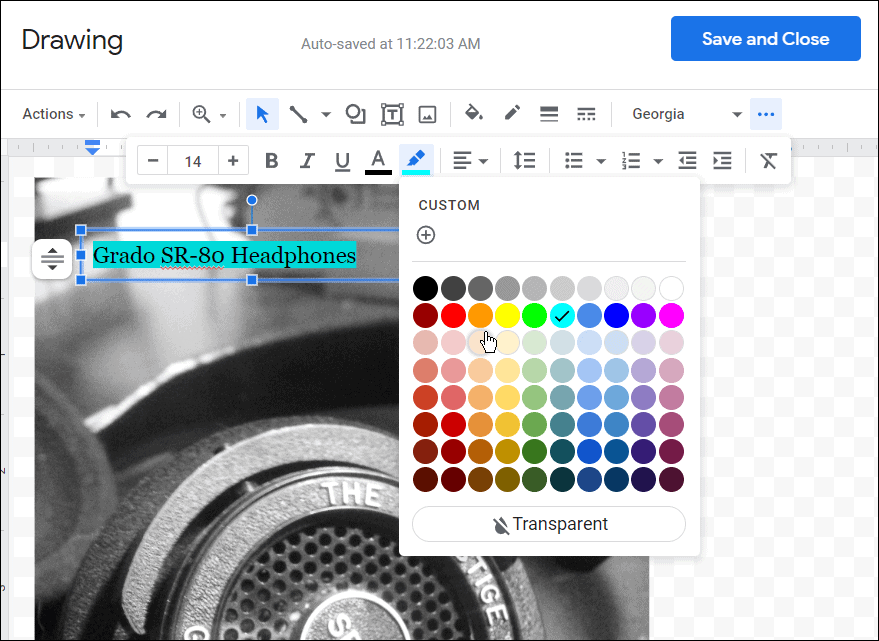 Fonta krāsa utt. kā slāņot attēlus pakalpojumā Google dokumenti