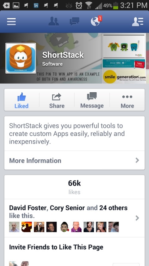 shortstack facebook lapa mobilajā ierīcē