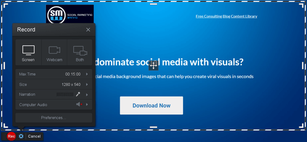 Veidi, kā B2B uzņēmumi var izmantot tiešsaistes video, Screencast-O-Matic video redaktora piemērs