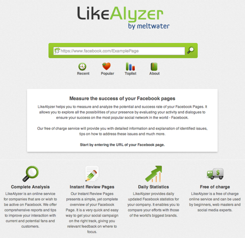 Likealyzer mājas lapa