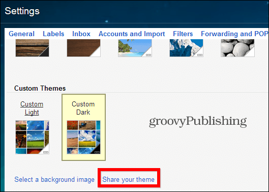 Gmail pielāgotās motīvi dalās ar jūsu motīvu