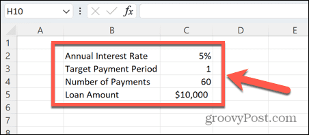 Excel aizdevuma informācija