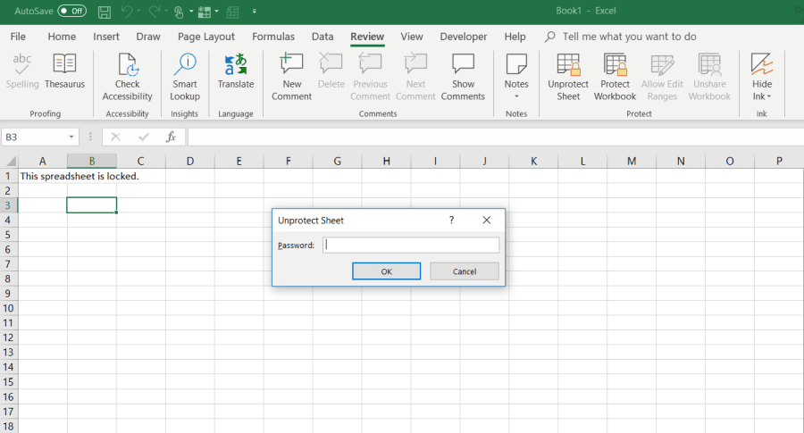 neaizsargāt Excel lapu