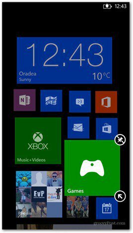 Windows Phone 8 pielāgo 1. flīzes