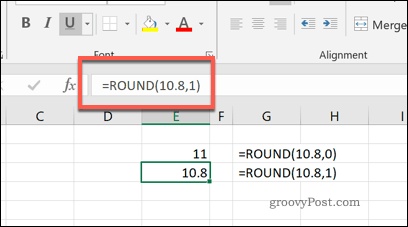 Funkcija ROUND programmā Excel