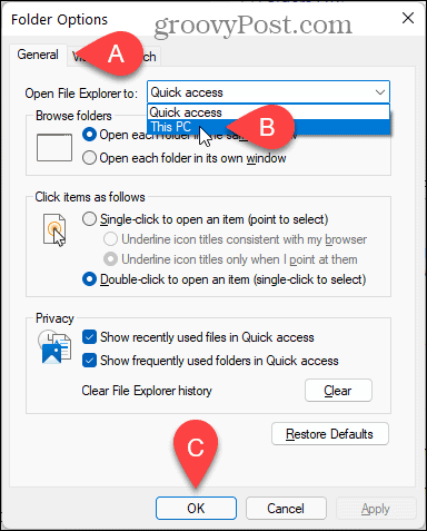 Atveriet File Explorer šajā datorā