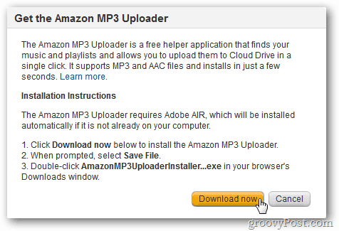 Instalējiet Amazon MP3 augšupielādētāju