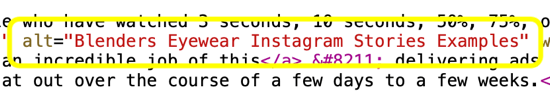 Kā pievienot alternatīvo tekstu Instagram ziņām, alt teksta piemērs HTML kodā