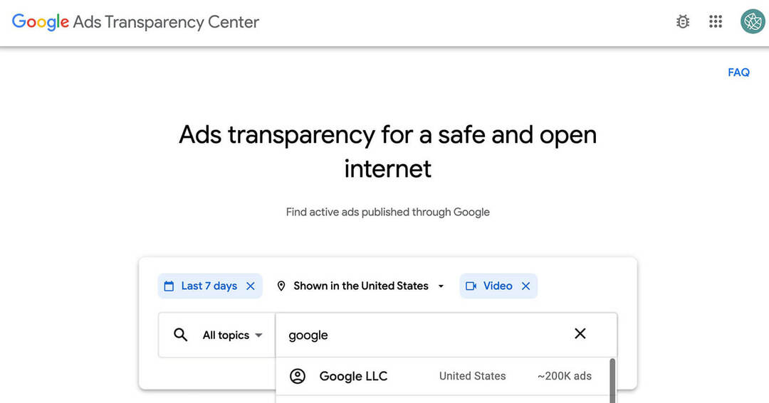 Kā izpētīt savu konkurenci, izmantojot Google Ads pārredzamības centru: sociālo mediju pārbaudītājs