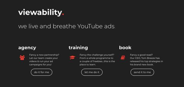YouTube reklāmas aģentūras Skatāmība vietnes ekrānuzņēmums.