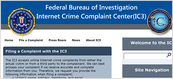 Ja kāds uzdodas par jūsu biznesu, ziņojiet par krāpniecisko darbību FIB Sūdzību centram internetā.