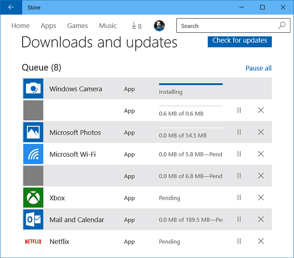 Windows 10 lietotņu atjauninājumi