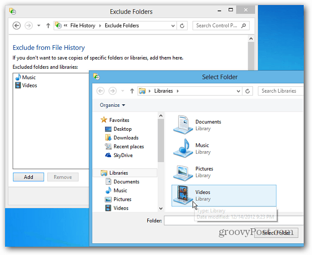 Konfigurējiet Windows 8 failu vēsturi, lai atgūtu izdzēstos failus