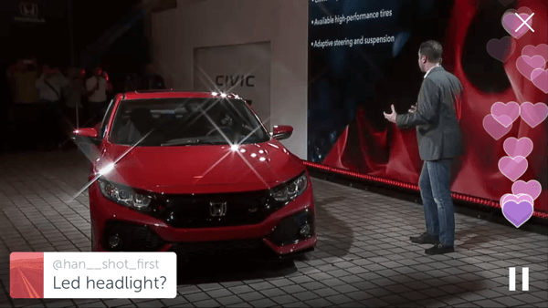 Honda izmantoja Periscope, lai atklātu savu 2017. gada Civic SI prototipu.