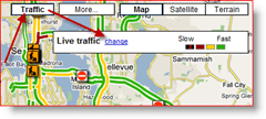 Google Maps trafika maiņas iespēja reāllaika satiksmei
