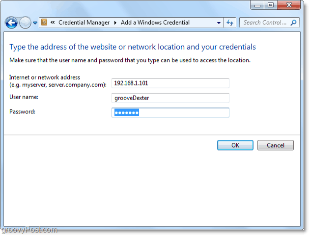 pievienot tīkla resursus Windows 7 glabātuvē