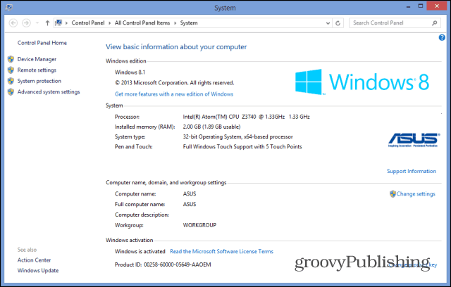 Windows pieredzes indekss 8.1