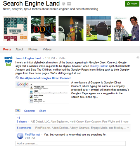 Google+ lapas - meklētājprogrammu zeme