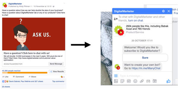 Šī Facebook Messenger reklāmas kampaņa izraisīja vairāk nekā 300 pārdošanas sarunas tikai par 800 ASV dolāriem.