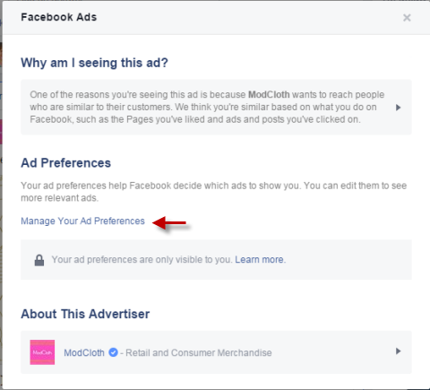 facebook reklāmu preferences