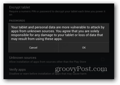 Android brīdinājuma ziņojums