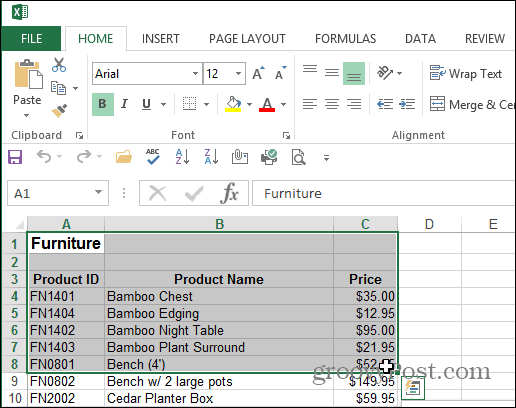 Atlasiet apgabala Excel dokumentu