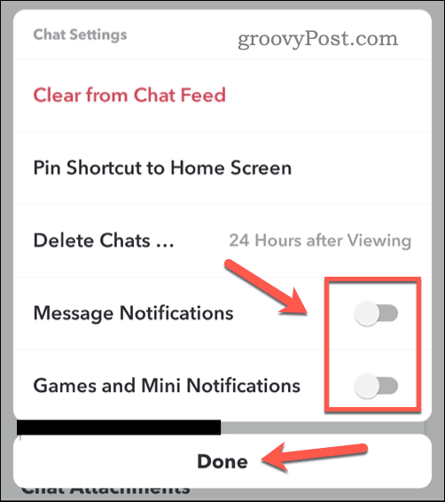Atspējojiet tērzēšanas paziņojumus pakalpojumā Snapchat