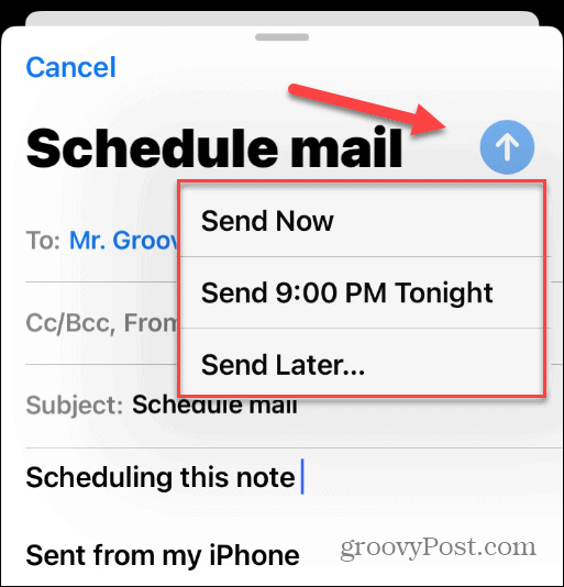 Plānojiet e-pasta ziņojumus iPhone tālrunī