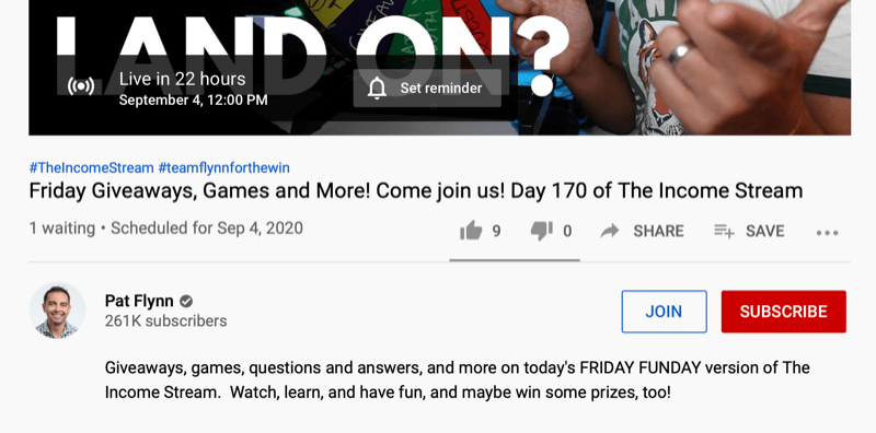 youtube video ekrānuzņēmums, kurā redzams Pata Flina video “piektdiena funday”, piedāvājot jautājumus un atbildes, spēles, dāvanas un citu