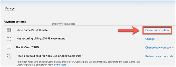 Atcelt Xbox abonementu