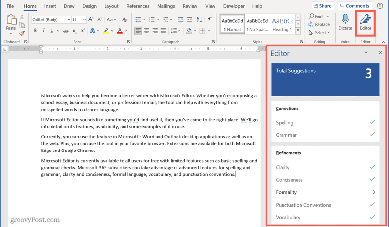 Microsoft redaktors programmā Word operētājsistēmā Windows