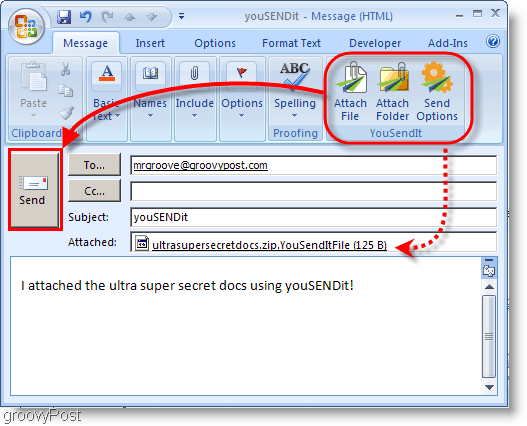 Pogas YouSendIt Outlook 2007 lentē