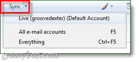 Windows Live pasta sinhronizācijas poga