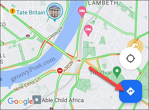 Google Maps mobilo norāžu poga