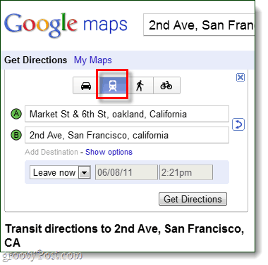 sabiedriskā transporta norādes pakalpojumā Google Maps