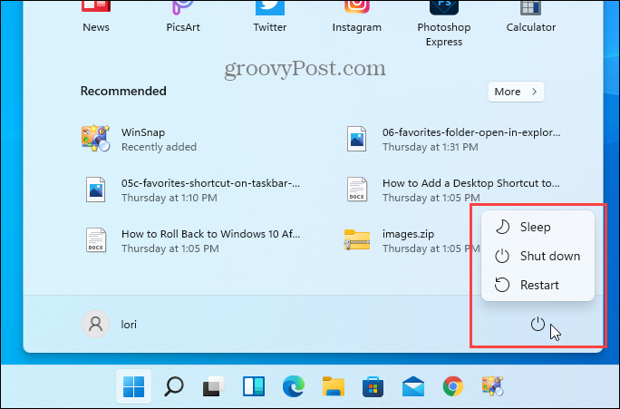 Windows 11 izvēlnē Sākt nav hibernācijas opcijas