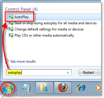 Windows 7 automātiskās atskaņošanas izvēlne
