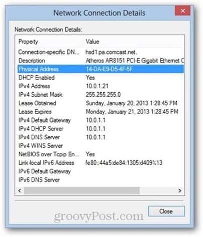 Windows 8 mac adrese Fiziskā adrese