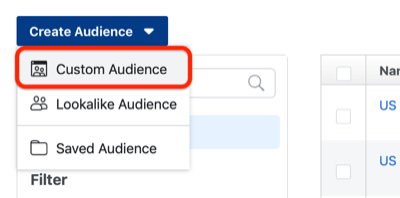 1. solis, kā izveidot Facebook pielāgotu auditoriju