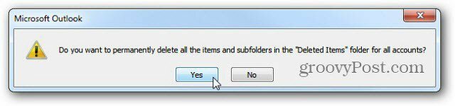 Automātiski iztukšojiet izdzēstos vienumus programmā Outlook 2010, izejot