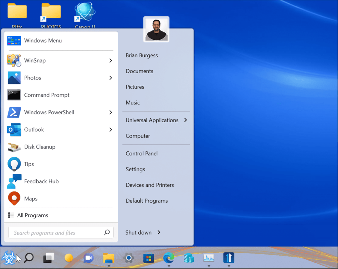 uzlabot Windows 11 sākuma izvēlni un uzdevumjoslu ar start 11