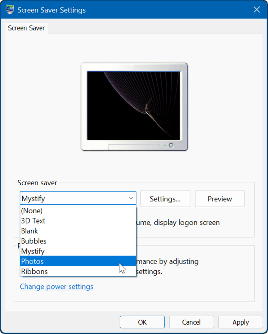 ekrānsaudzētāja iestatījumi iestatiet fotoattēlus kā ekrānsaudzētāju sistēmā Windows