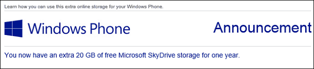 Windows Phone lietotāji saņem 20 GB bezmaksas SkyDrive vietas