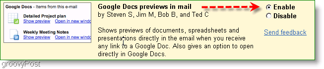 google dokumentu priekšskatījumus var iespējot Labs iestatījumos