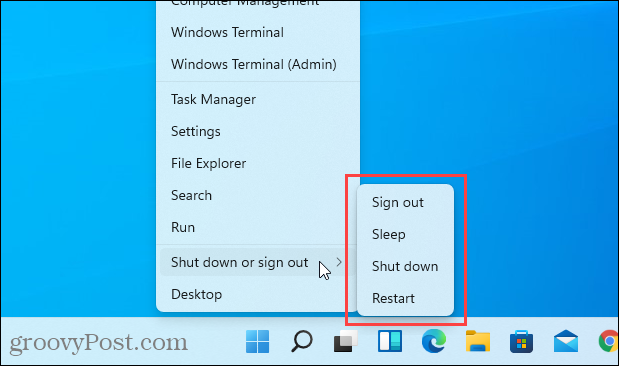 Windows 11 izvēlnē Windows + X nav hibernācijas opcijas