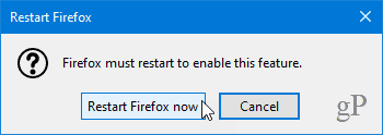 Restartējiet Firefox
