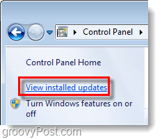 skatīt instalētos Windows 7 atjauninājumus