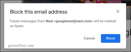 Bloķēšanas poga pakalpojumā Gmail