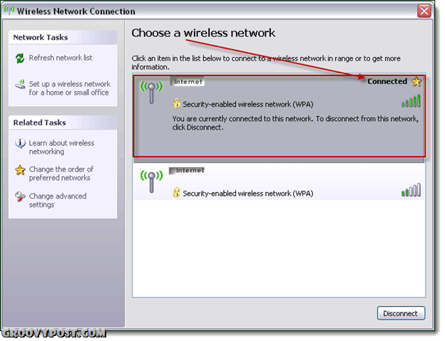 bezvadu tīkla konfigurēšana Windows XP